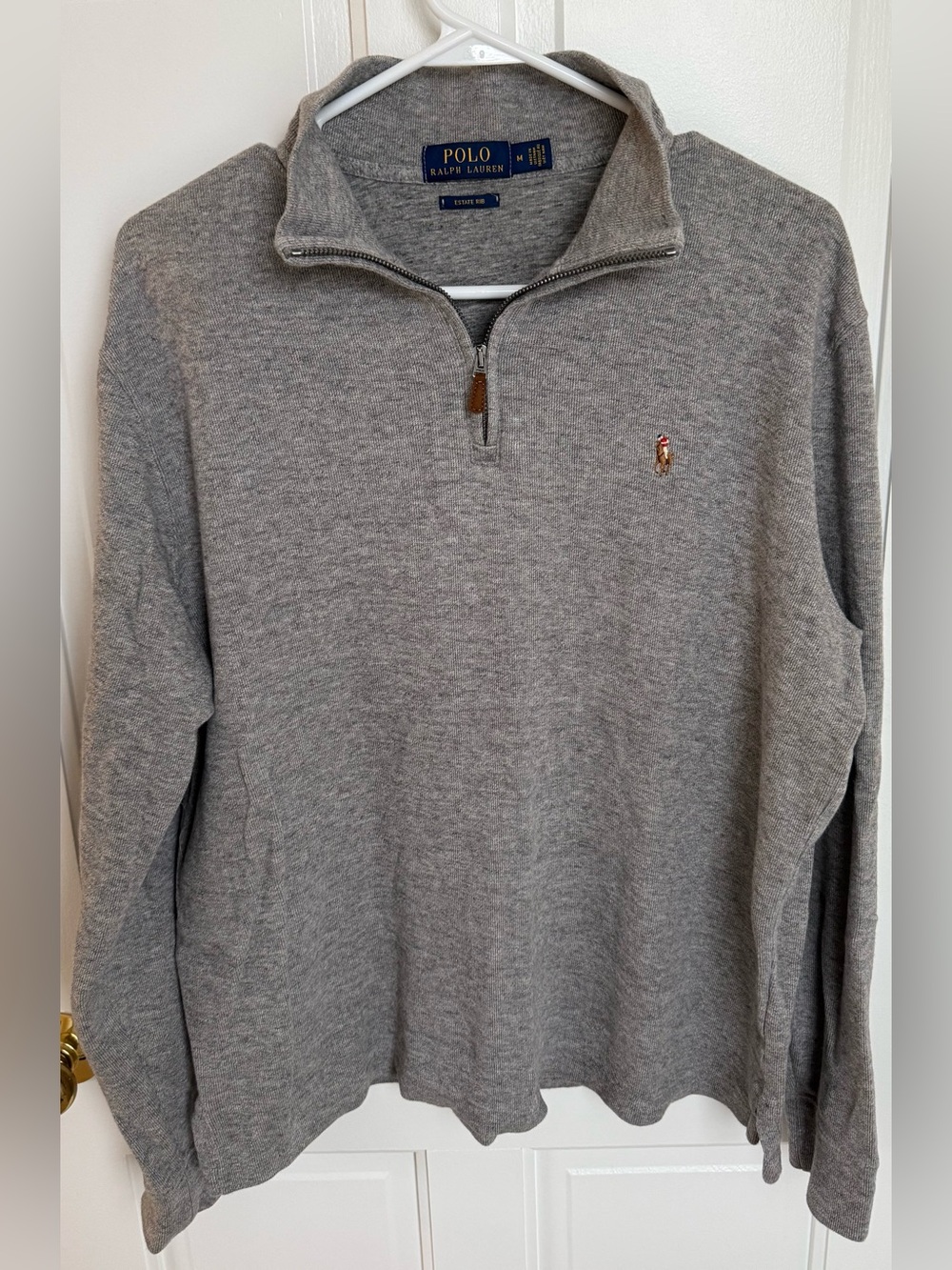 Polo Ralph Lauren Estate Rib Quarter Zip Sweater Gray Men’s Medium